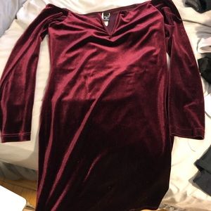 Maroon velvet dress